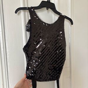 Free People Black Sequin Crop Top